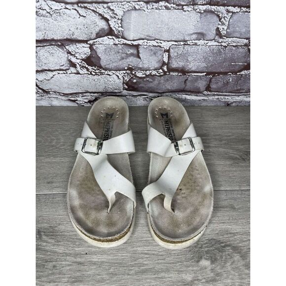 Mephisto Helen White Leather Casual Toe Post Strap Sandals Women Sz 39EU/8.5M US - Picture 15 of 16
